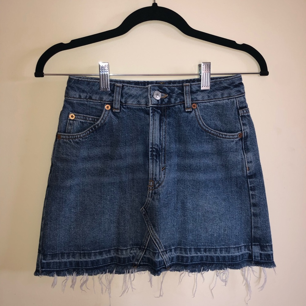 TOPSHOP MOTO Let Down Hem Denim Miniskirt